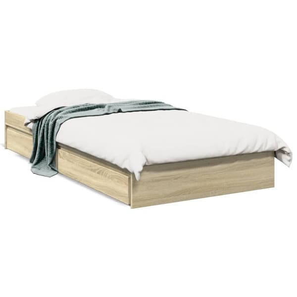 vidaXL sengeramme med skuffer 100x200 cm konstrueret træ sonoma-eg