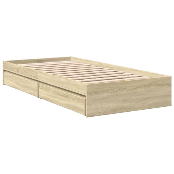 vidaXL sengeramme med skuffer 100x200 cm konstrueret træ sonoma-eg