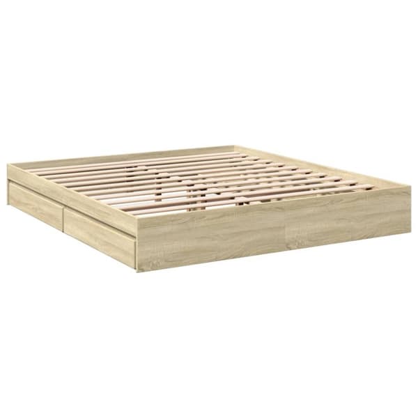 vidaXL sengeramme med skuffer 180x200 cm konstrueret træ sonoma-eg