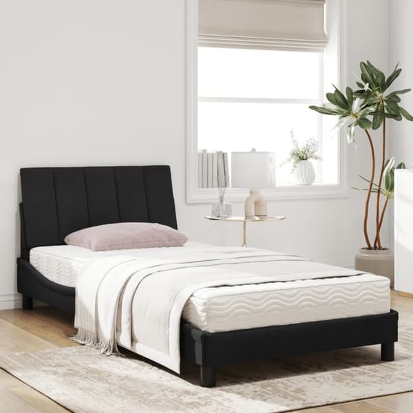vidaXL seng med madras 100x200 cm velour sort