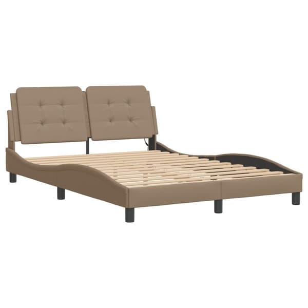vidaXL sengeramme med LED uden madras 140x200 cm cappuccinofarvet