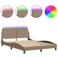 Miniatyrbillede 1 af 11: vidaXL sengeramme med LED uden madras 140x200 cm cappuccinofarvet