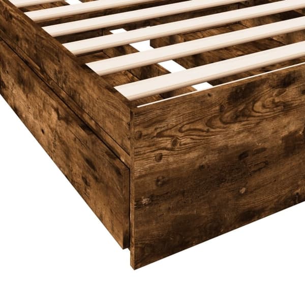 vidaXL Sengeramme med skuffer røkt eik 100x200 cm konstruert tre