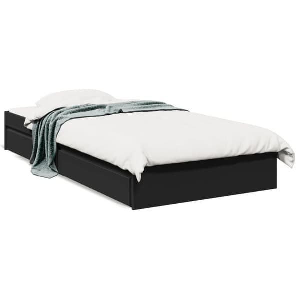 vidaXL sengeramme med skuffer 75x190 cm konstrueret træ sort