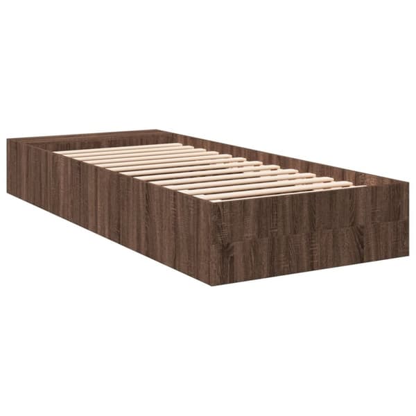 vidaXL Sängynrunko ruskea tammi 90x200 cm tekninen puu