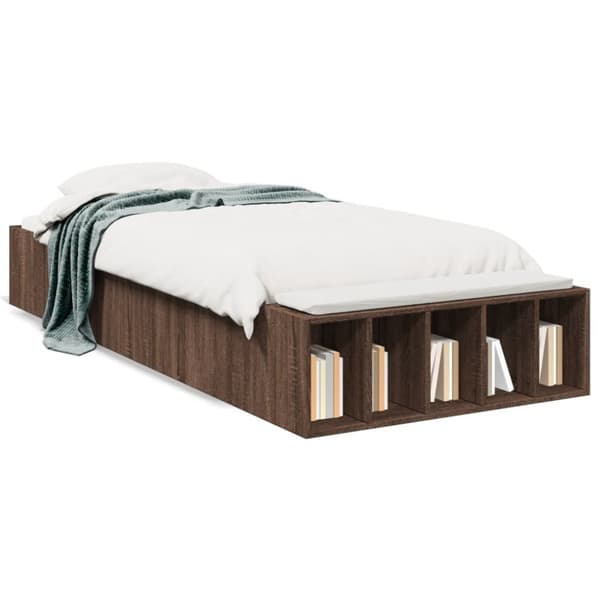 vidaXL Sängynrunko ruskea tammi 90x200 cm tekninen puu