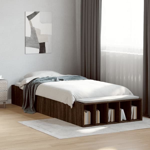 vidaXL Sängynrunko ruskea tammi 90x200 cm tekninen puu