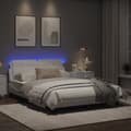 Miniatyrbillede 3 af 11: vidaXL sengestel med LED-lys 140x200 cm kunstlæder hvid