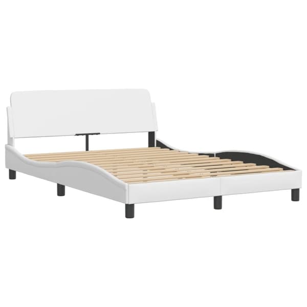 vidaXL sengestel med LED-lys 140x200 cm kunstlæder hvid