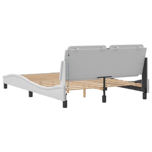 vidaXL sengestel med LED-lys 140x200 cm kunstlæder hvid