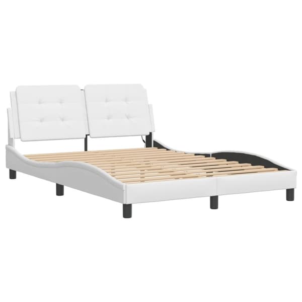 vidaXL sengestel med LED-lys 140x200 cm kunstlæder hvid