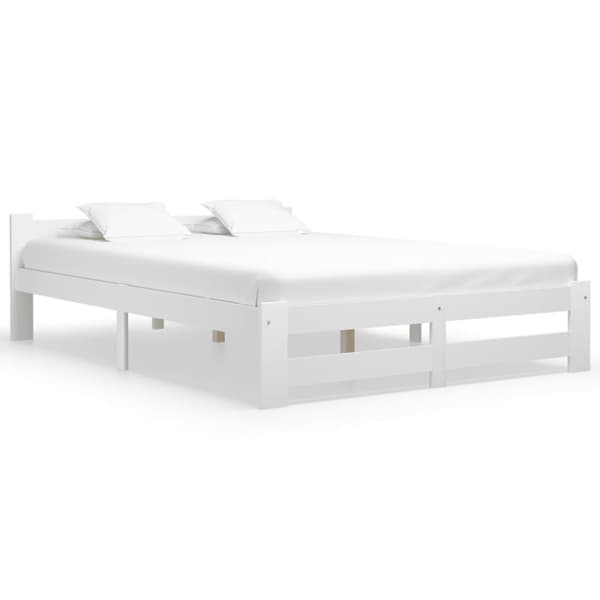 vidaXL sengestel 160x200 cm massivt fyrretræ hvid -  Senge & sengeramme