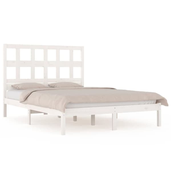 vidaXL sengeramme 140x190 cm massivt fyrretræ hvid - Senge & sengeramme