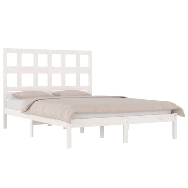 vidaXL sengeramme 140x190 cm massivt fyrretræ hvid - Senge & sengeramme