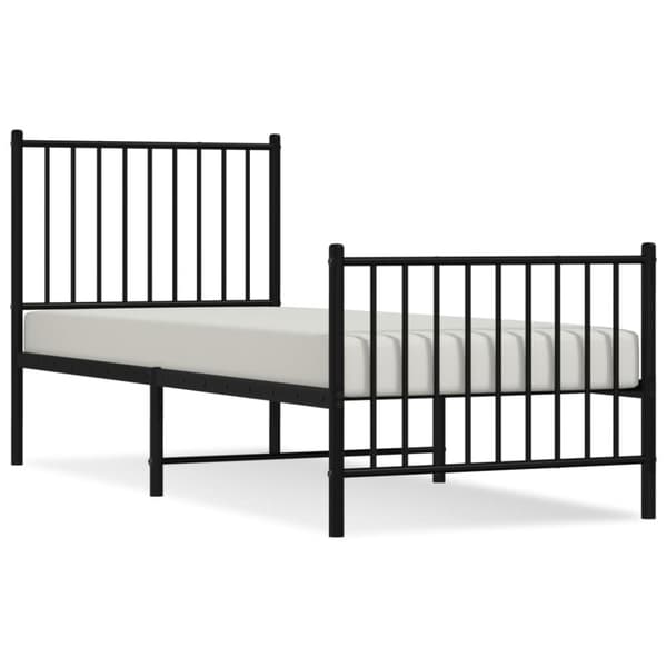 vidaXL sengeramme med sengegavl og fodgærde 75x190 cm metal sort -  Senge & sengeramme