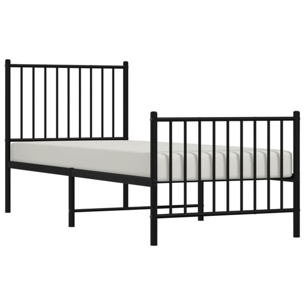 vidaXL sengeramme med sengegavl og fodgærde 75x190 cm metal sort - Senge & sengeramme
