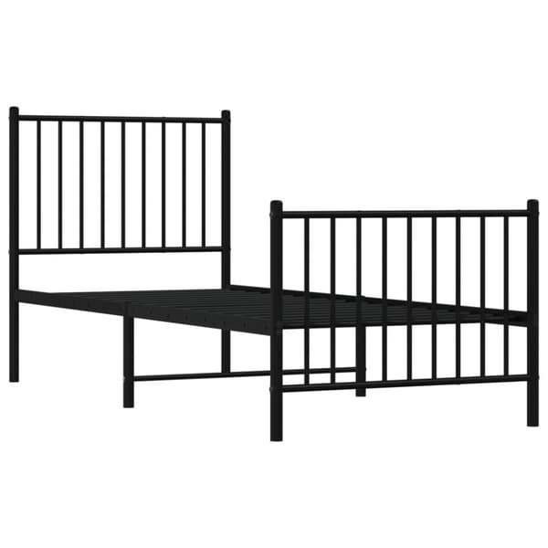 vidaXL sengeramme med sengegavl og fodgærde 75x190 cm metal sort -  Senge & sengeramme