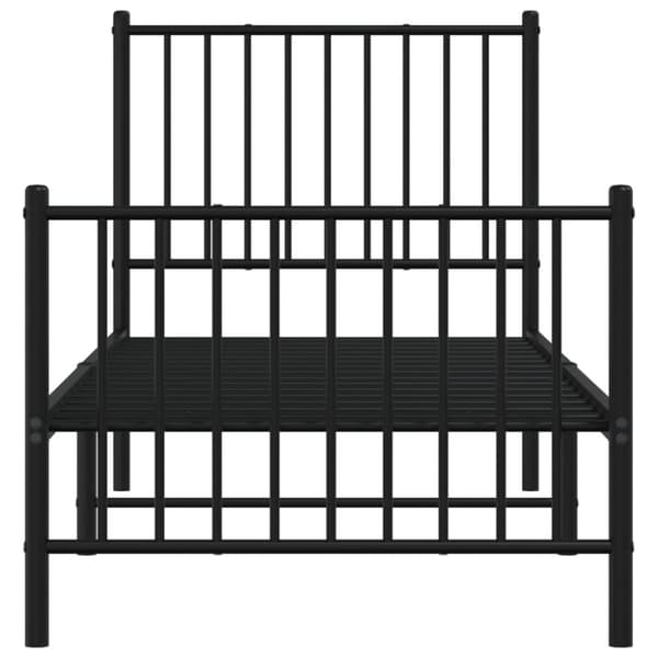 vidaXL sengeramme med sengegavl og fodgærde 75x190 cm metal sort - Senge & sengeramme