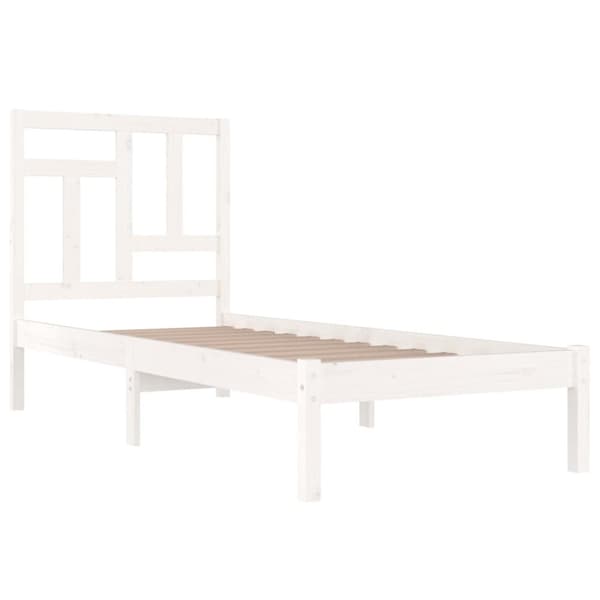 vidaXL Sängynrunko valkoinen täysi mänty 90x200 cm - Sängyt & sängynrungot