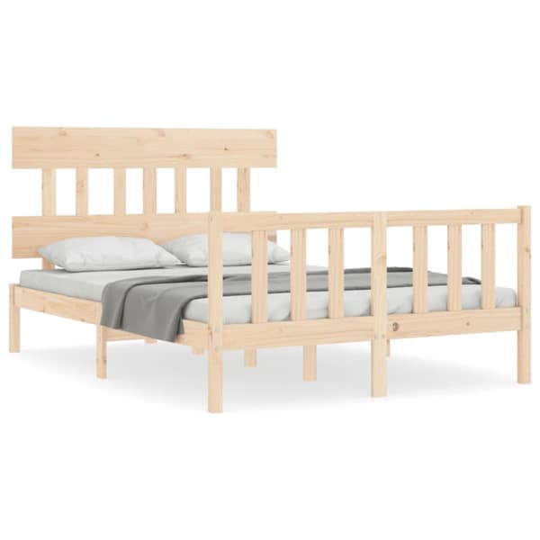 vidaXL sengeramme med sengegavl 140x190 cm massivt træ - Senge & sengeramme