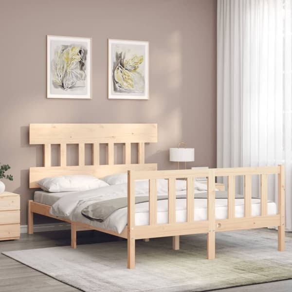 vidaXL sengeramme med sengegavl 140x190 cm massivt træ - Senge & sengeramme