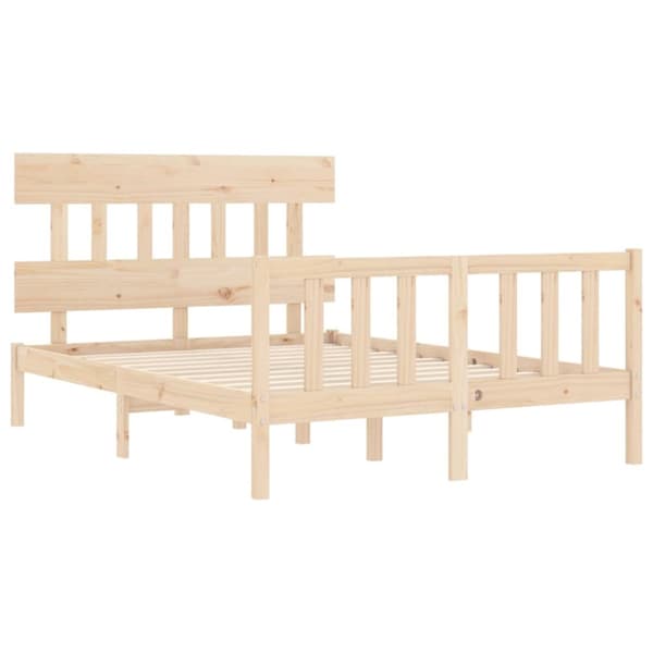 vidaXL sengeramme med sengegavl 140x190 cm massivt træ - Senge & sengeramme