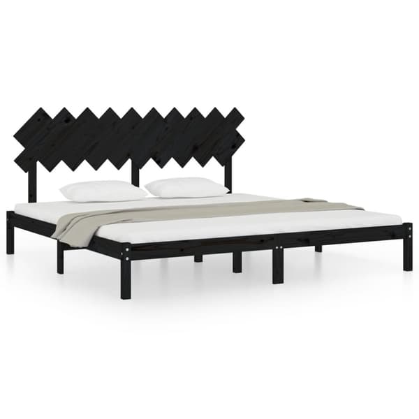 vidaXL sengeramme 200x200 cm massivt træ sort -  Senge & sengeramme