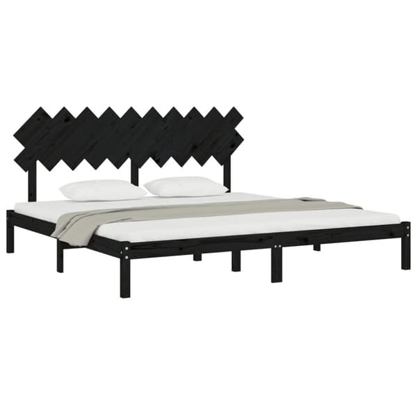 vidaXL sengeramme 200x200 cm massivt træ sort -  Senge & sengeramme