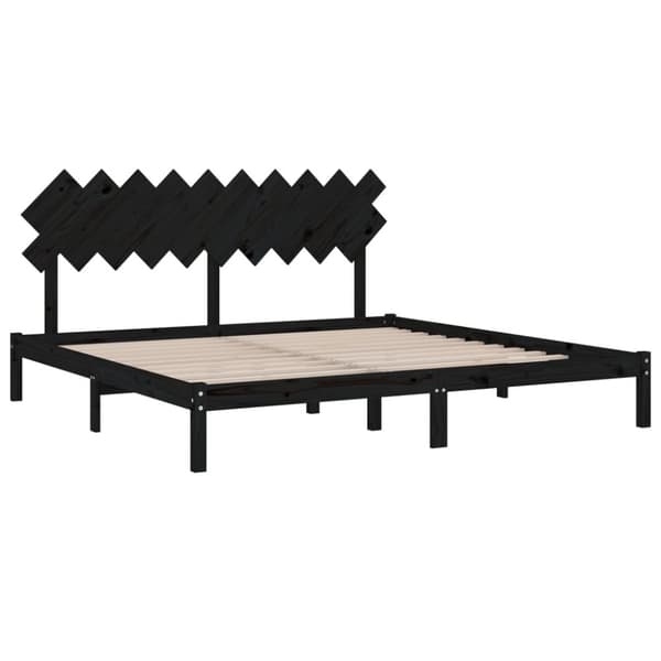 vidaXL sengeramme 200x200 cm massivt træ sort -  Senge & sengeramme