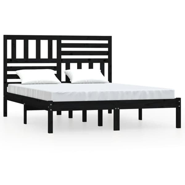 vidaXL Sängram svart massiv furu 140x190 cm -  Sängar & sängramar
