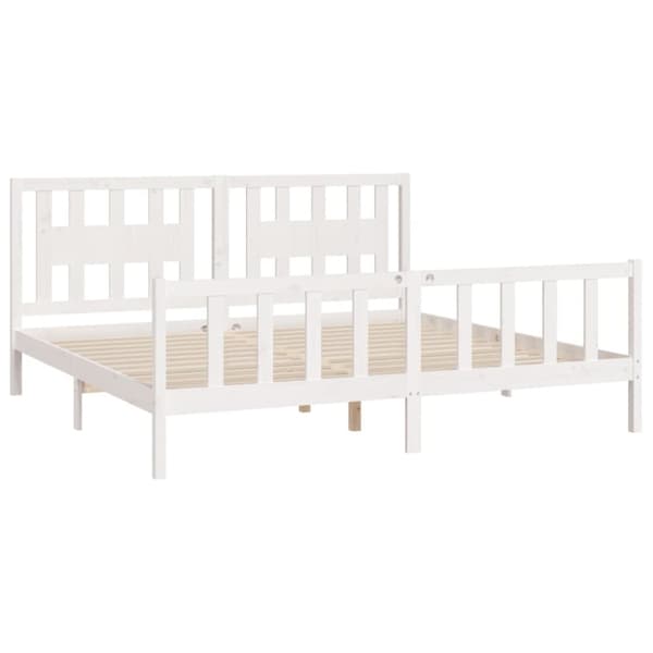 vidaXL sengeramme med sengegavl 200x200 cm massivt fyrretræ hvid - Senge & sengeramme