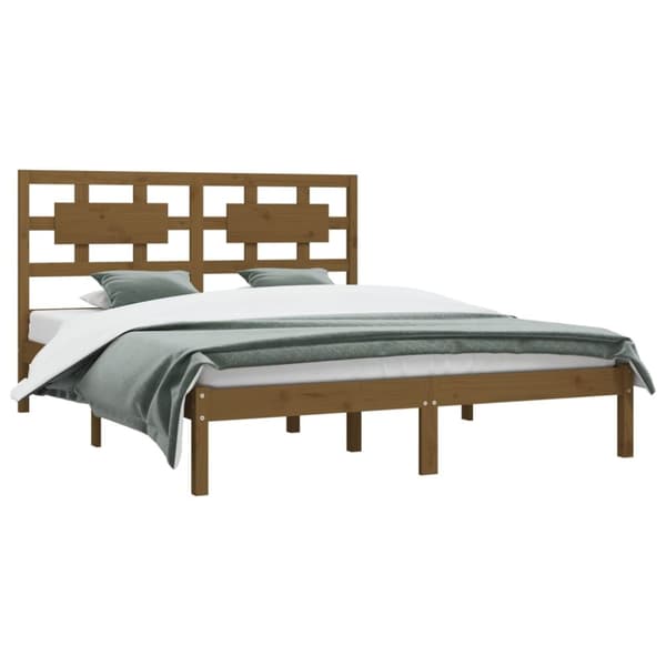 vidaXL sengeramme 200x200 cm massivt fyrretræ gyldenbrun - Senge & sengeramme