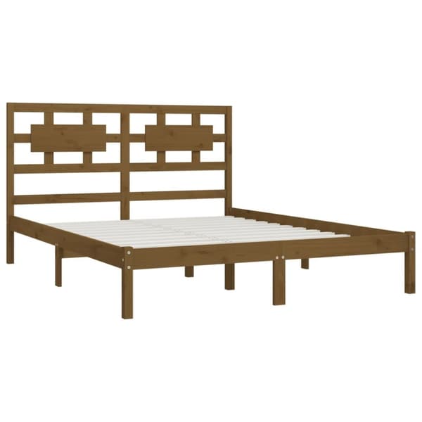 vidaXL sengeramme 200x200 cm massivt fyrretræ gyldenbrun - Senge & sengeramme