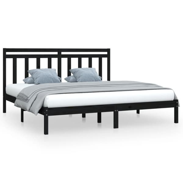 vidaXL sengeramme 200x200 cm massivt træ sort -  Senge & sengeramme