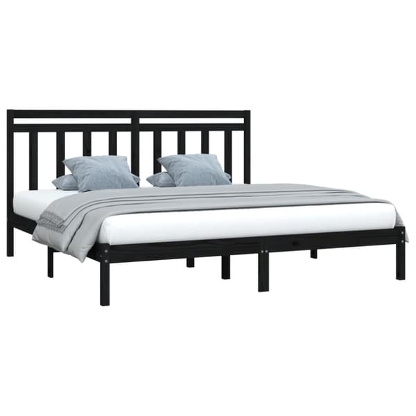 vidaXL sengeramme 200x200 cm massivt træ sort - Senge & sengeramme