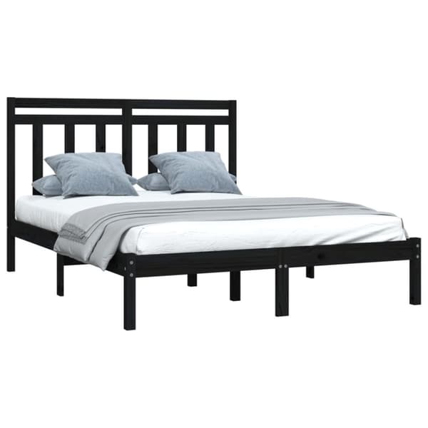 vidaXL sengeramme 140x190 cm massivt træ sort -  Senge & sengeramme