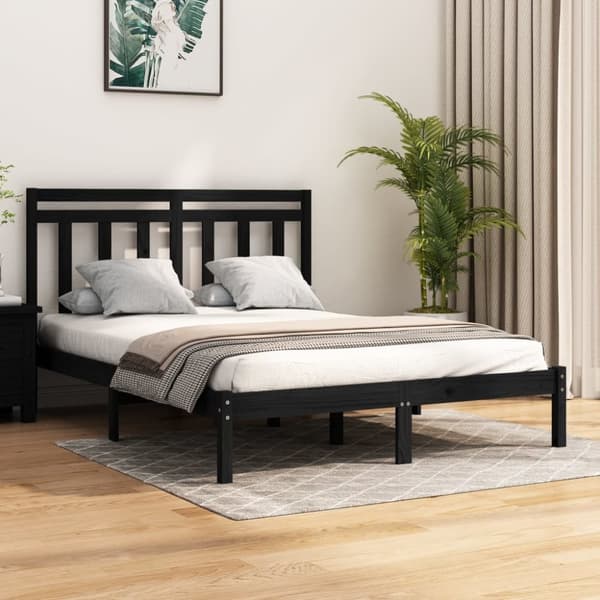 vidaXL sengeramme 140x190 cm massivt træ sort -  Senge & sengeramme