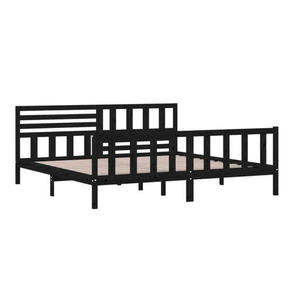 vidaXL sengeramme 200x200 cm massivt træ sort - Senge & sengeramme