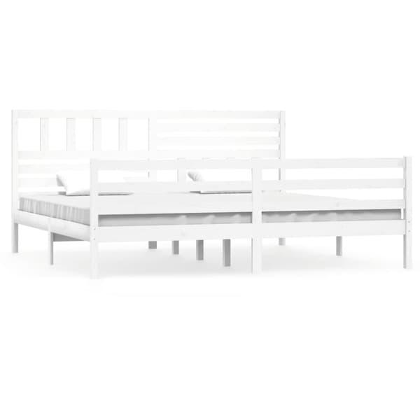 vidaXL sengeramme 200x200 cm massivt træ hvid -  Senge & sengeramme