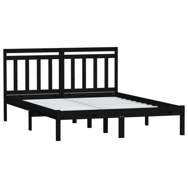 vidaXL sengeramme 140x190 cm massivt fyrretræ sort - Senge & sengeramme