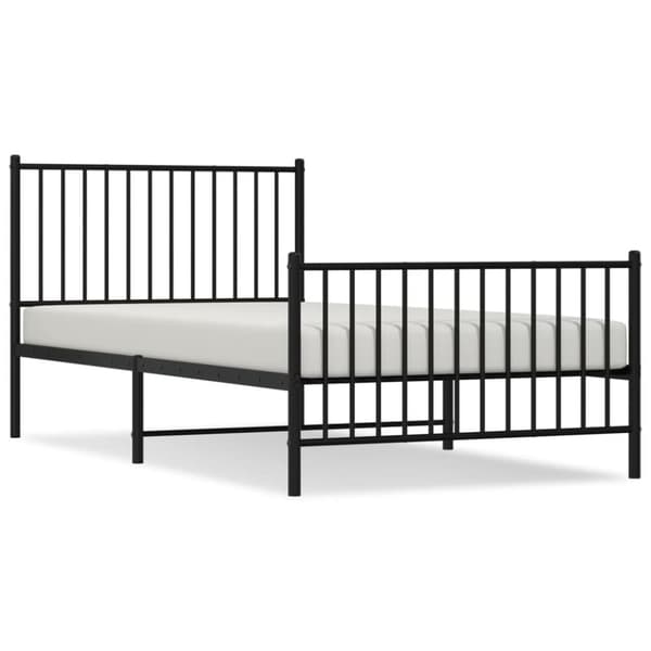 vidaXL Metallinen sängynrunko päädyillä musta 100x200 cm -  Sängyt & sängynrungot