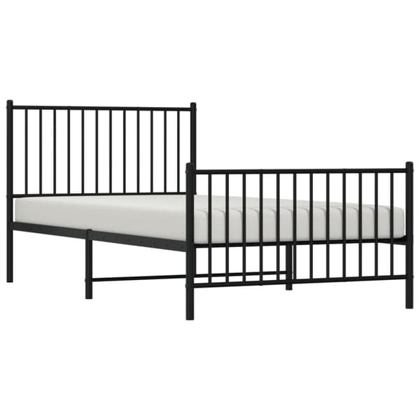 vidaXL Metallinen sängynrunko päädyillä musta 100x200 cm - Sängyt & sängynrungot