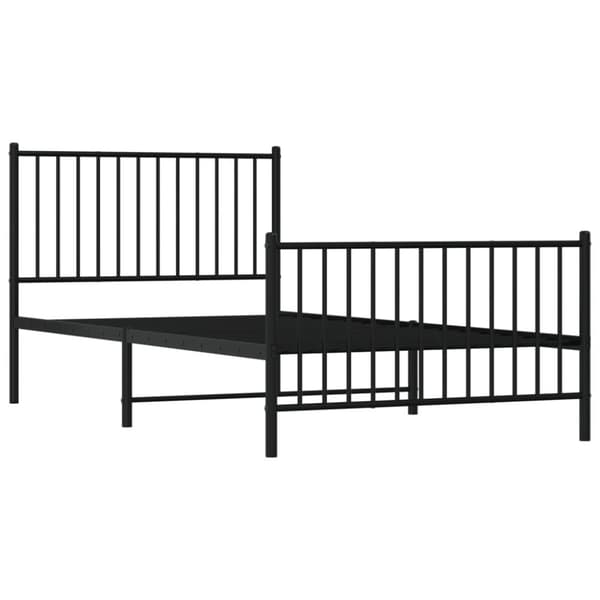 vidaXL Metallinen sängynrunko päädyillä musta 100x200 cm - Sängyt & sängynrungot