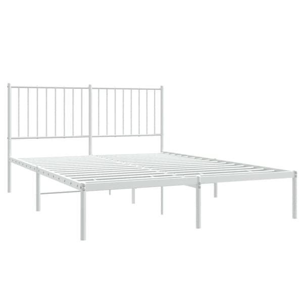 vidaXL sengeramme med sengegavl 140x200 cm metal hvid - Senge & sengeramme