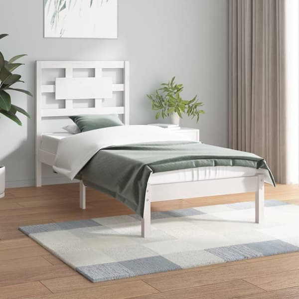 vidaXL Sängynrunko valkoinen täysi mänty 100x200 cm - Sängyt & sängynrungot