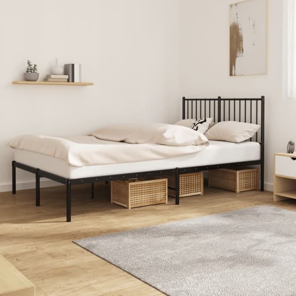 vidaXL sengeramme med sengegavl 120x190 cm metal sort -  Senge & sengeramme