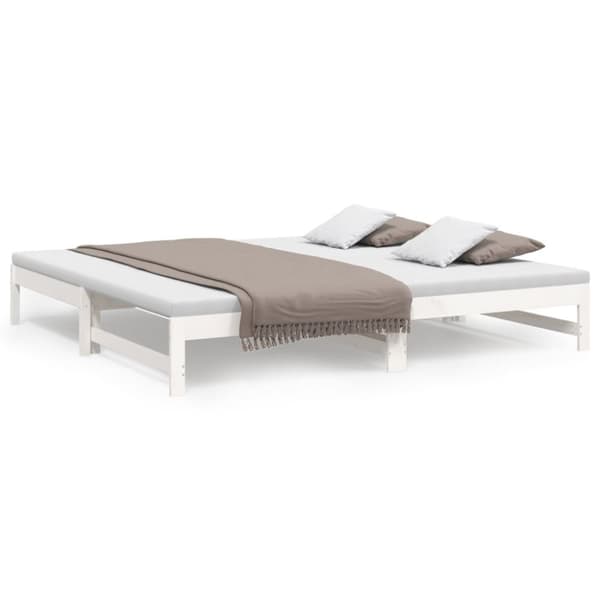 vidaXL daybed med udtræk 2x(80x200) cm massivt fyrretræ hvid - Senge & sengeramme