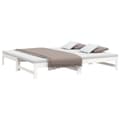 Miniatyrbillede 4 af 6: vidaXL daybed med udtræk 2x(80x200) cm massivt fyrretræ hvid -  Senge & sengeramme
