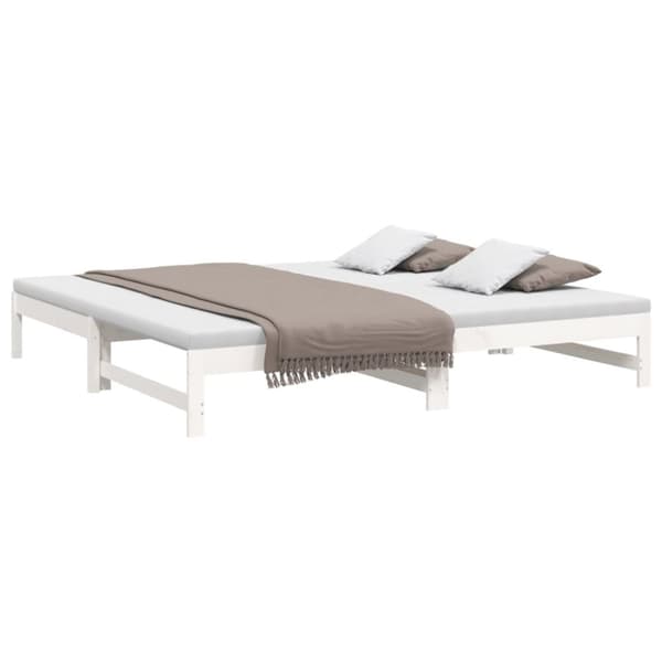 vidaXL daybed med udtræk 2x(80x200) cm massivt fyrretræ hvid -  Senge & sengeramme