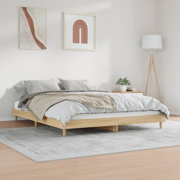 vidaXL Sängynrunko Sonoma tammi 140x200 cm tekninen puu - Sängyt & sängynrungot